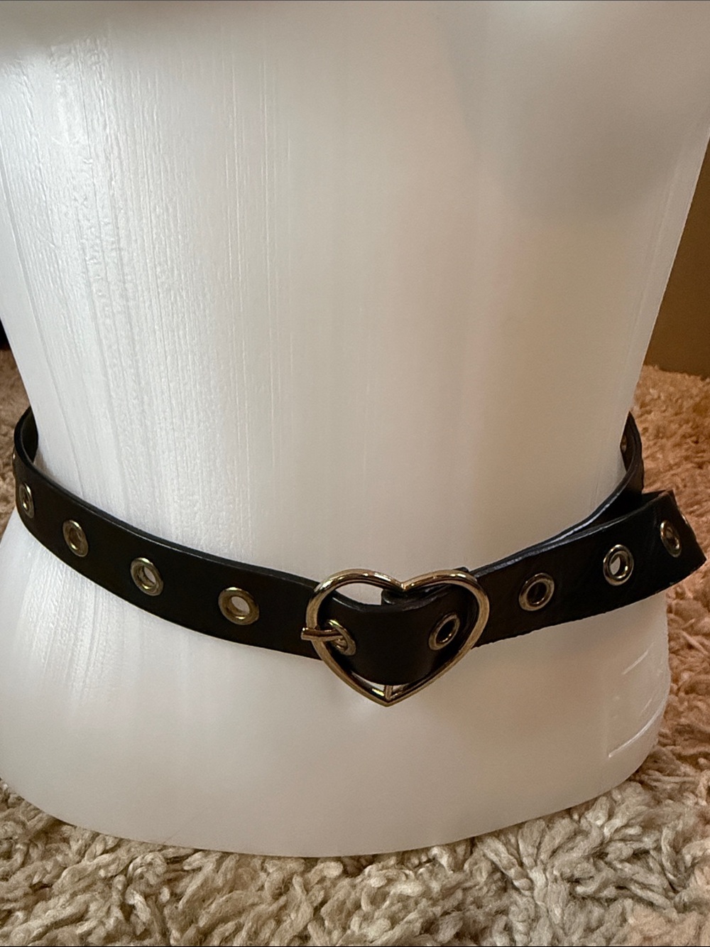 3 For $25 SHEIN Black Grommet Belt Silver Heart Buckle Y2K Punk Style